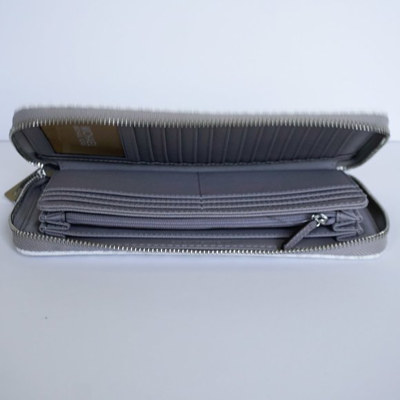 Michael Kors Jet Set Travel XL Zip Around Wallet MK  White Grey - Picture 5 of 7